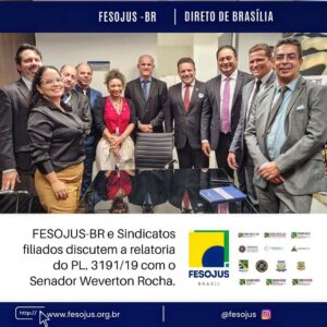 Leia mais sobre o artigo FESOJUS-BR e Sindicatos filiados discutem a relatoria do PL. 3191/19 com o Senador Weverton Rocha (PDT – MA)