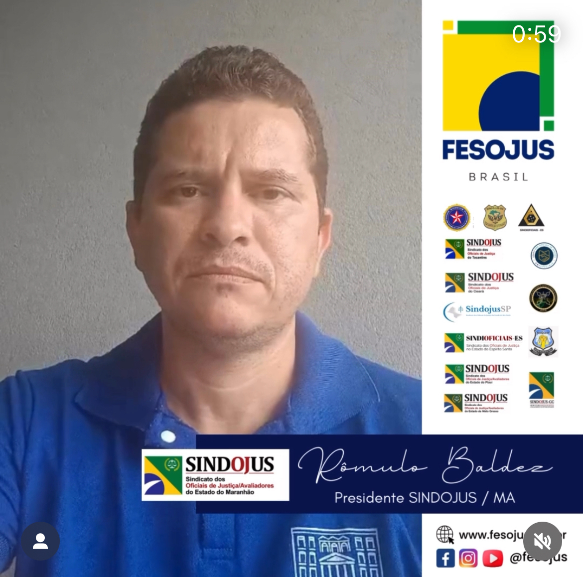 Vitória! Presidente do SINDOJUS/MA, Rômulo Baldez, agradece o empenho da FESOJUS-BR na conquista do registro sindical da entidade