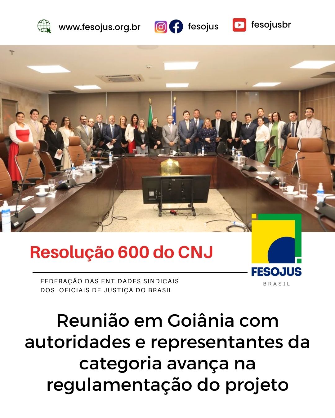 Leia mais sobre o artigo Reunião em Goiânia reúne autoridades e representantes da categoria para avançar na regulamentação da Resolução 600 do CNJ